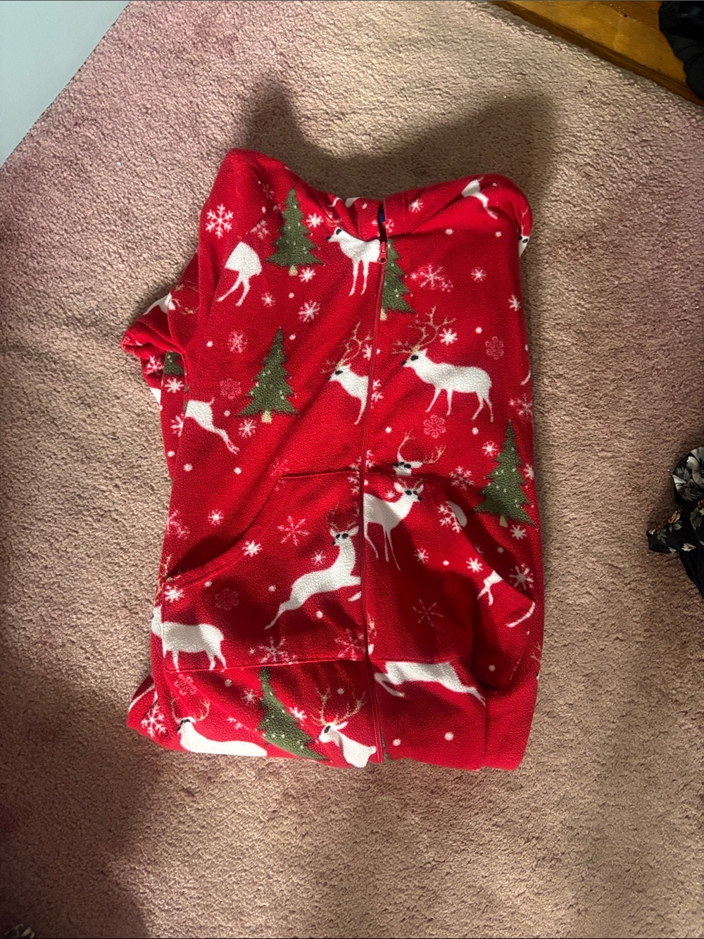 Red Holiday Reindeer Fleece Onesie